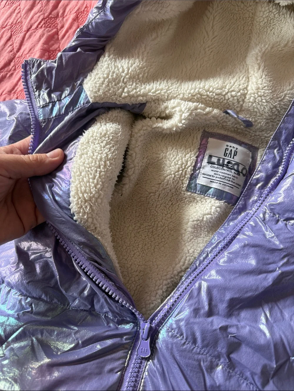 GAP Iridescent Lavender Hooded Puffer